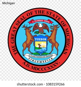 Emblem of Michigan, state of USA. Vector illustration