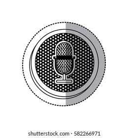 emblem microphone icon stock, vector illustration design