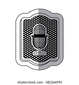 emblem microphone icon stock, vector illustration design
