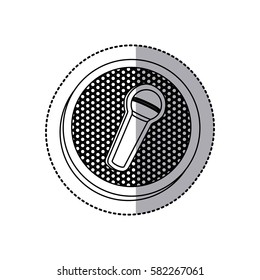 emblem microphone icon stock, vector illustration design