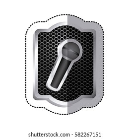 emblem microphone icon stock, vector illustration design