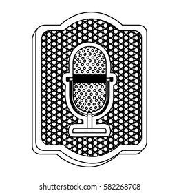 emblem microphone icon stock, vector illustration design