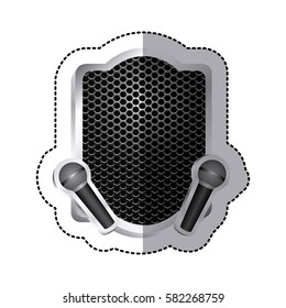 emblem microphone icon stock, vector illustration design