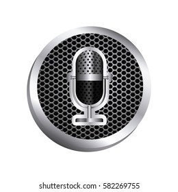 emblem microphone icon stock, vector illustration design