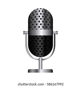 emblem microphone icon stock, vector illustration design