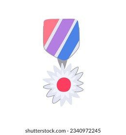 emblem military medal cartoon. star metal, sign soldier, insignia hero emblem military medal sign. isolated symbol vector illustration