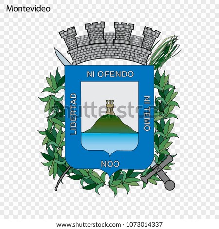 Emblem of Montevideo. City of Uruguay. Vector illustration