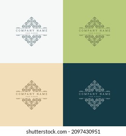 Emblem mosaico vintage diseño de plantillas de logotipo creativo