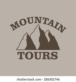 Emblem mountain guide, traveler, label, badge, patch.