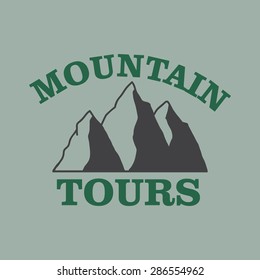 Emblem mountain guide, traveler, label, badge, patch.