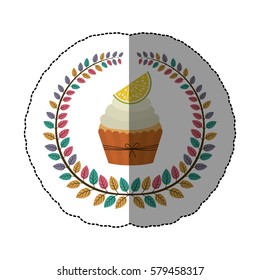 emblem muffin cupcakes icon design, vector illustration