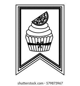 emblem muffin cupcakes icon design, vector illustration