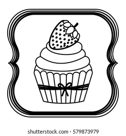emblem muffin cupcakes icon design, vector illustration