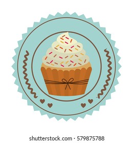 emblem muffin cupcakes icon design, vector illustration