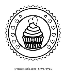 emblem muffin cupcakes icon design, vector illustration