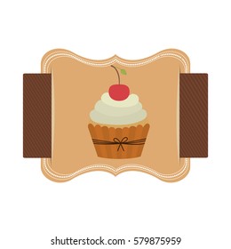 emblem muffin cupcakes icon design, vector illustration