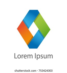emblem with multi-colored diamond on a white background