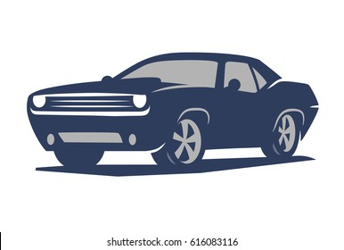 emblem muscle car silhouette vector on white background