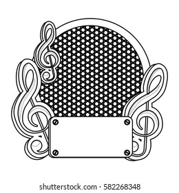 emblem music plaque icon image, vector illustration