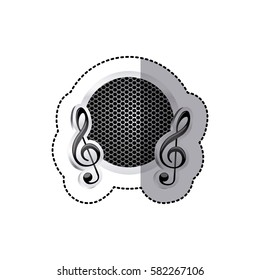 emblem music symbol icon image, vector illustration