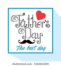 emblem with mustache and heart to fathers day