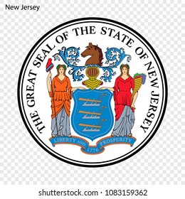 Emblem of New Jersey, state of USA. Vector illustration