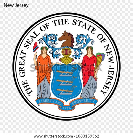 Emblem of New Jersey, state of USA. Vector illustration