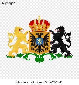 Emblem of Nijmegen. City of Netherlands. Vector illustration