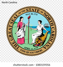 Emblem of North Carolina, state of USA. Vector illustration