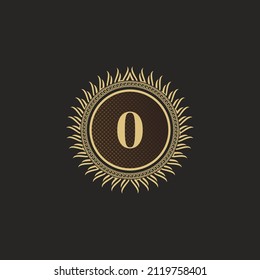 Emblem Number 0 Gold Monogram Design. Luxury Volumetric Logo Template. 3D Line Ornament for Business Sign, Badge, Crest, Label, Boutique Brand, Hotel, Restaurant, Heraldic. Vector Illustration