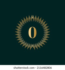 Emblem Número 0 Tejiendo Plantilla Graceful Monograma. Diseño con logotipo sencillo para crema de lujo, regalía, tarjeta de visita, boutique, Hotel, Heraldic. Borde de cosecha caligráfica. Illusración vectorial