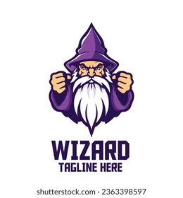 Emblem of an Old Mage: A Wise Magic Template for a Wizard Head Mascot