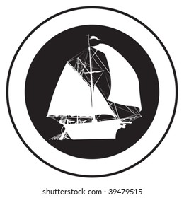 Emblem of an old ship, vector stamp