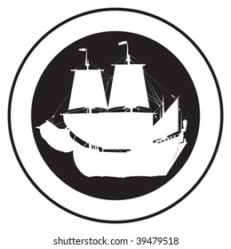 Emblem of an old ship, vector stamp