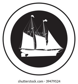 Emblem of an old ship, vector stamp