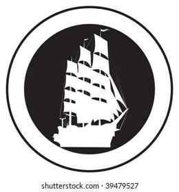 Emblem of an old ship, vector stamp