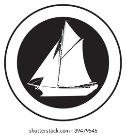 Emblem of an old ship, vector stamp