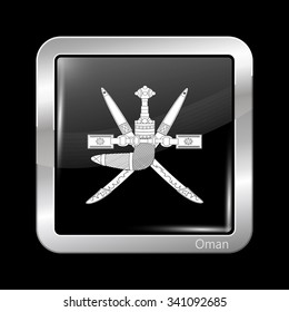 Emblem of Oman. Metallic Icon Square Shape. This is File from the Collection Flags of Asia