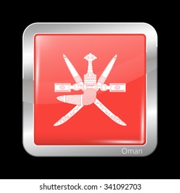Emblem of Oman. Metallic Icon Square Shape. This is File from the Collection Flags of Asia