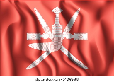 Emblem of Oman. Rectangular Shape Icon with Wavy Effect