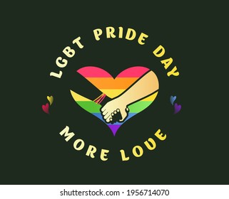 emblem on dark background, two hands together LGBT gay love concept