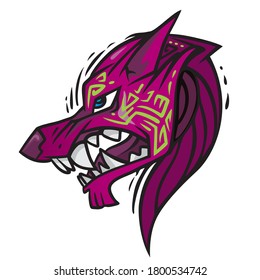 emblema ornamento ilustración del vector de la cabeza de Jackal