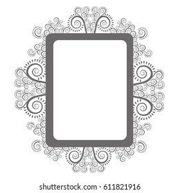 emblem with ornamental decoration design, vector illustration image