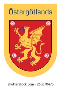 Emblem of Ostergotlands lan, Sweden. Useful for sticker or magnet