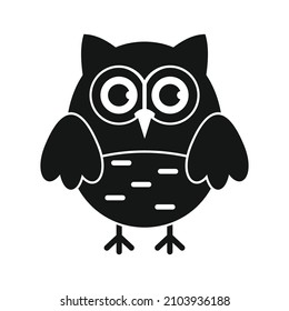 Emblem owl black simple silhouette vector icon
