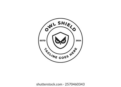 Emblem owl shield logo design for security template vector symbol illustration