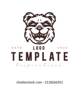 Emblem, Panda animal logo template. happy expression panda, for label, stamp, tattoo template, esport logo.