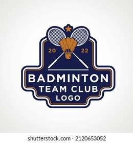 emblem patch badminton sport logo template