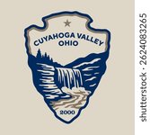 Emblem patch logo illustration of Cuyahoga Valley National Park, Ohio, USA.