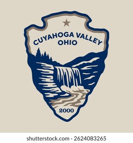 Emblem Patch Logo Illustration des Cuyahoga Valley National Park, Ohio, USA.